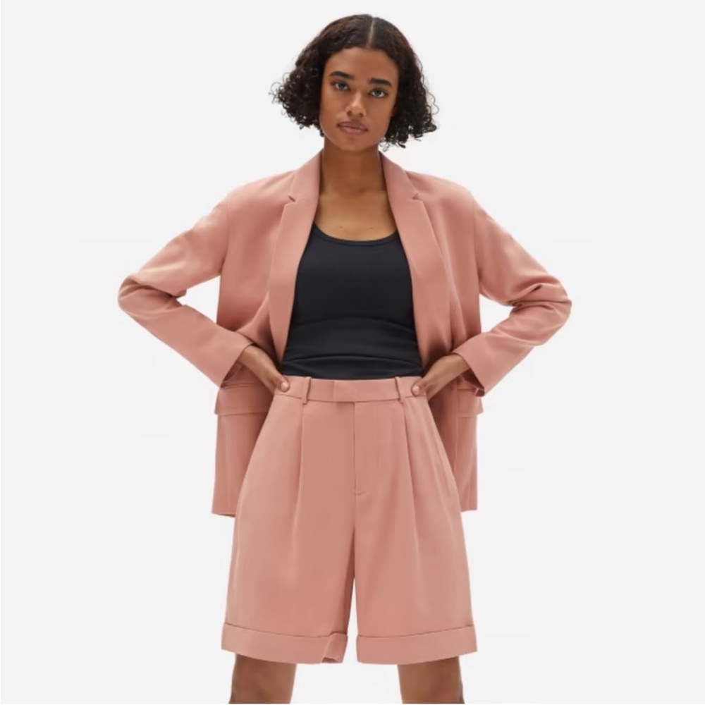 Everlane Tencel Jacket and Shorts Suit in Dusty Rose Pink